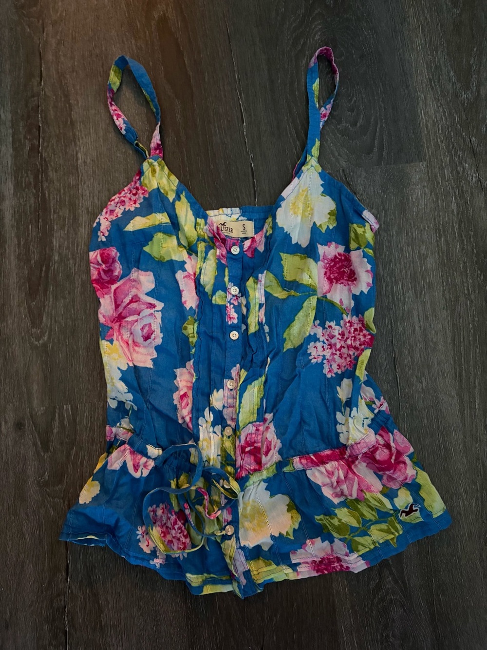 Hollister Blue Floral Tie-Waist Cami